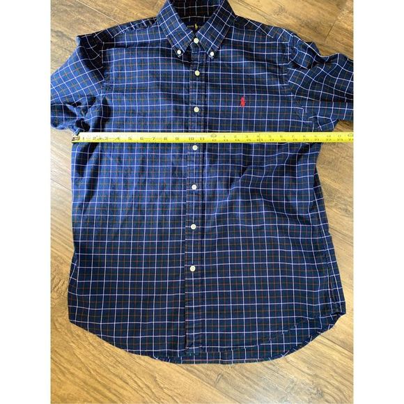 Ralph Lauren Navy Blue Checkered Cotton Button Front Shirt L - Picture 7 of 7